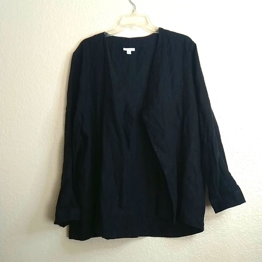 j jill linen black open langenlook cardigan 1434703 sz Xl
